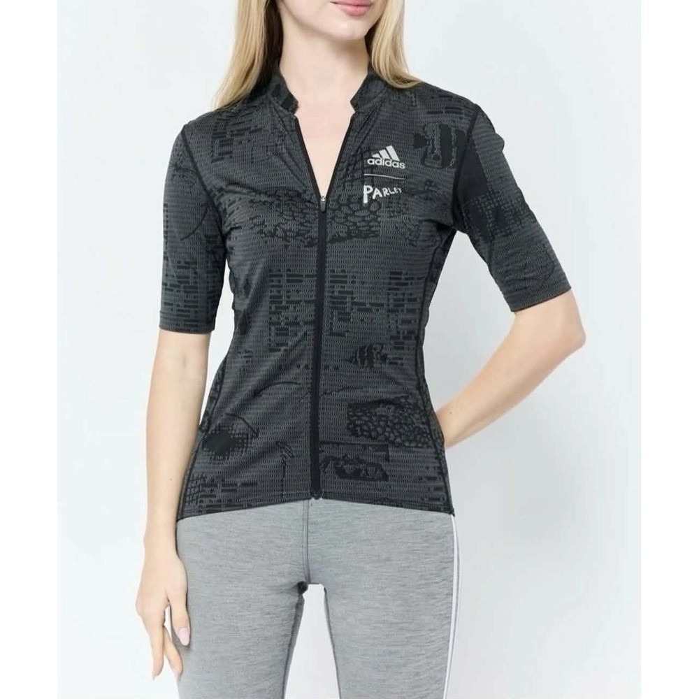 NWT Adidas Women L The Parley Short Sleeve Cycling Jersey Gray HF9020‎ org.$170